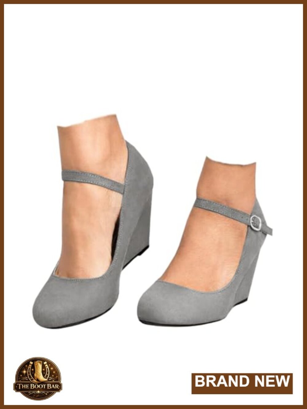 Women's Mary Jane Wedge Pumps Ankle Strap Closed Toe Suede Dress Shoes